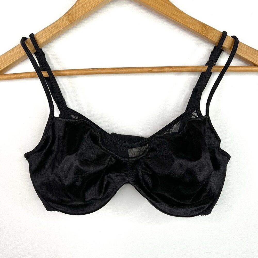 Vintage Lovable Black Satin Underwire Bra 34D